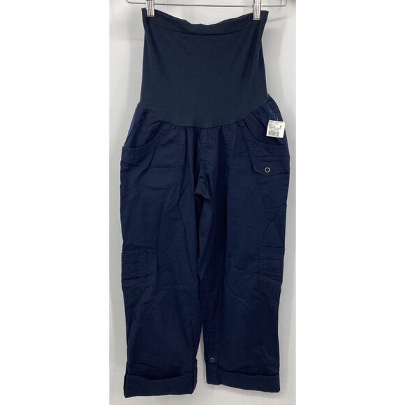 Motherhood Maternity Capri Navy Pants Blue Size Small S Cargo Cuff Women New B80 - Picture 1 of 9